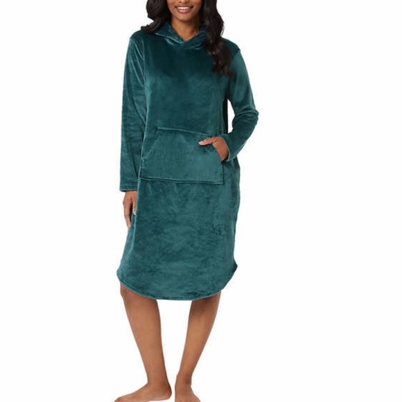 Women’s Sleepwear 32 Degrees Ladies Hooded Velour Lounger Peacock Blue S/M, L/XL - Picture 8 of 9